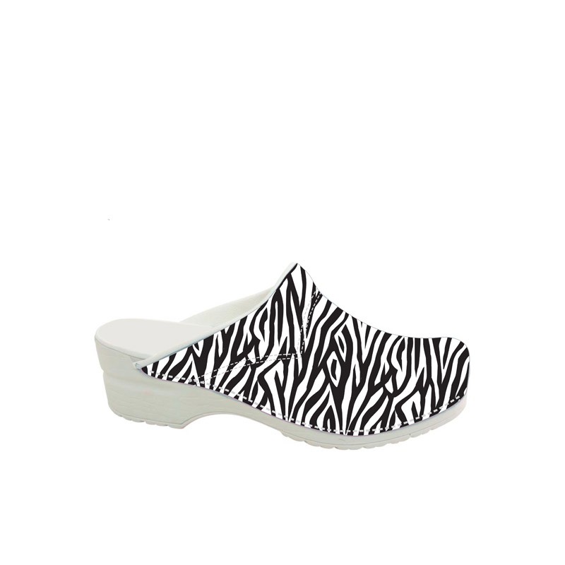 Renderen Pelgrim kast Sanita klompen Flex model 314 Wildlife zebra 8128 Maat 36 Kleur Wit