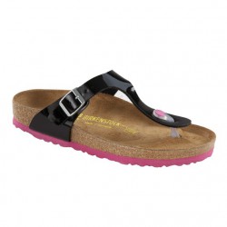 Birkenstock Gizeh zwart lak fuchsia zool regular en narrow Kleur Zwart Maat  230mm/36 mt normaal Uitvoering Normaal