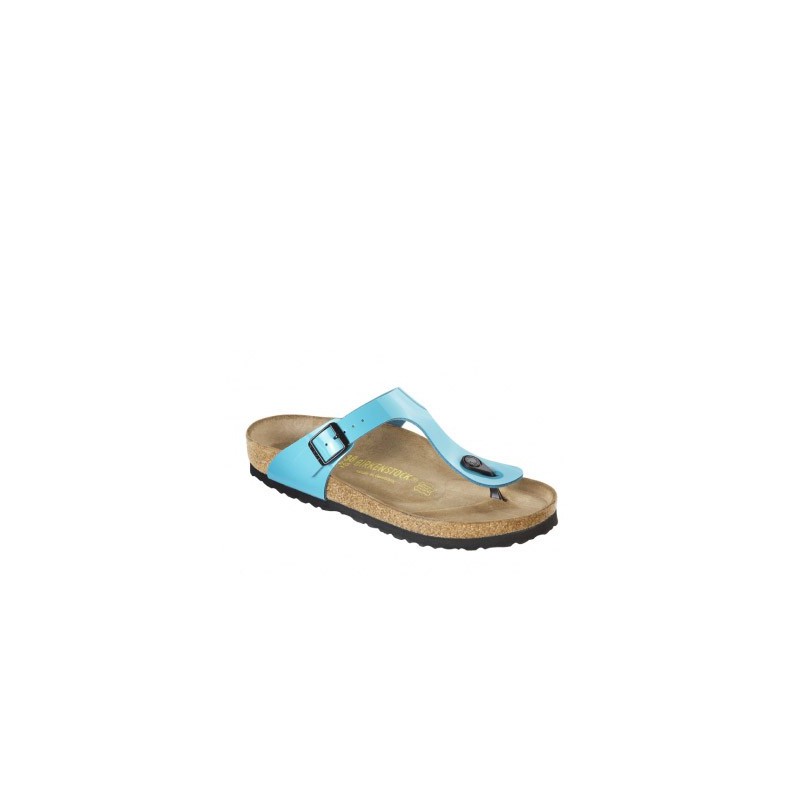 Post huwelijk Varen Birkenstock Gizeh lak blauw