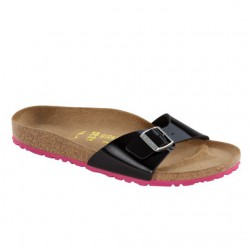 Birkenstock Madrid zwart lak fuchsia zool narrow mt 35, 36, 37, 41 Kleur  Zwart Maat 225mm/35 maat smal