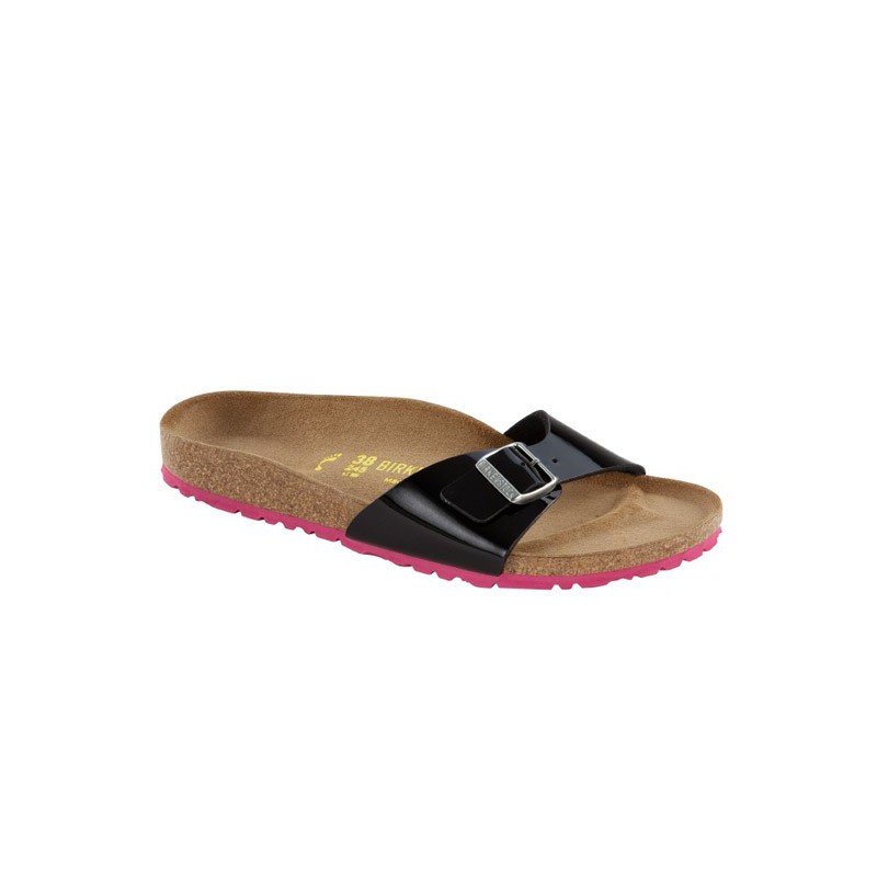 Birkenstock Madrid zwart lak fuchsia zool narrow mt 36 en 41 Kleur Zwart Maat 230mm/36 smal